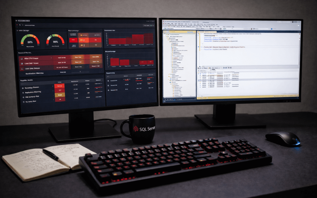 SQL Server DBA operations monitoring with performance dashboards and active alerts